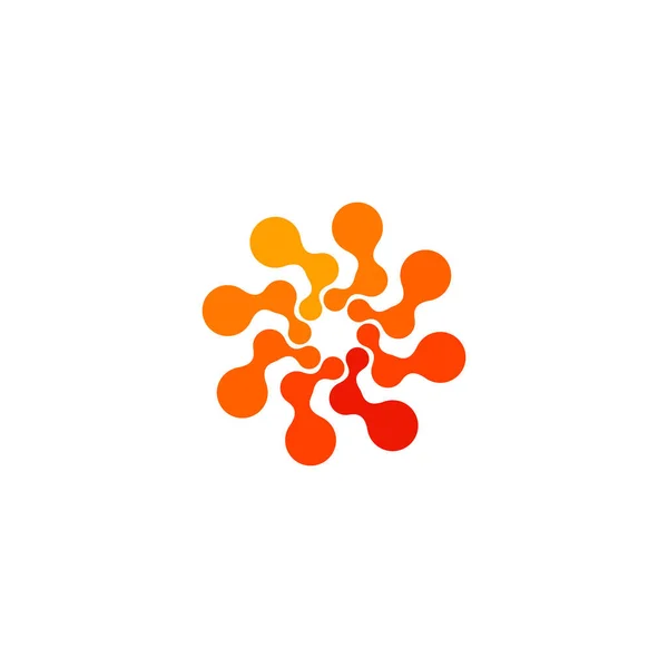 Isolerade abstrakt runda formen orange färg logotyp, prickade stiliserade solen logotype på vit bakgrund, virvel vektorillustration — Stock vektor