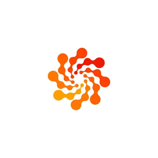 Geïsoleerde abstracte ronde vorm oranje kleurenlogo, gestippelde gestileerde zon logo op een witte achtergrond, swirl vectorillustratie — Stockvector