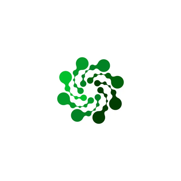 Logo de forma redonda de color verde abstracto aislado sobre fondo blanco, ilustración simple del vector del logotipo del remolino plano — Vector de stock