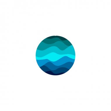 İzole mavi renk yuvarlak şekli logosu beyaz arka planda, su vektör çizim.