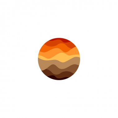 Yalıtılmış turuncu renk yuvarlak şekli logosu beyaz arka planda, güneş vektör çizim.