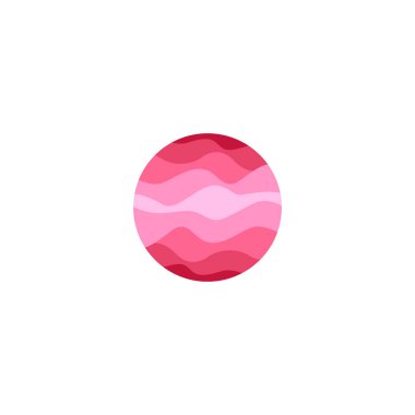İzole pembe renk yuvarlak beyaz arka plan vektör çizim şekli logosu.