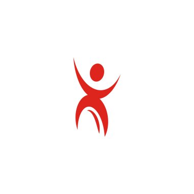 Beyaz arka plan vektör çizim hareket siluet logosuna izole kırmızı renk insan vücudunda.