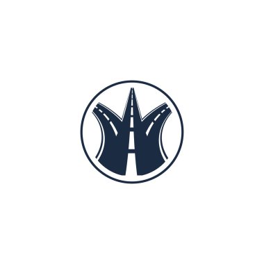 Şekil logo beyaz arka plan vektör çizim yolda ile yuvarlak daire logo öğesinde izole soyut Otoban