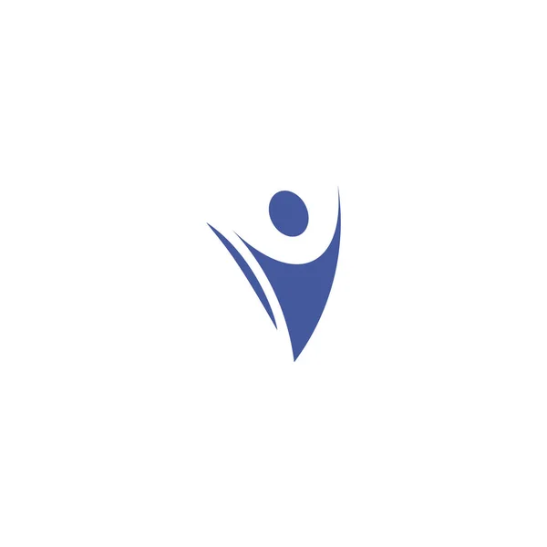 白い背景ベクトル図のモーションロゴ シルエットで分離された抽象的な青色人体. — ストックベクタ