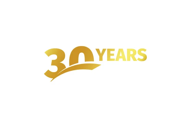 Isolato numero di colore dorato 30 con icona anni parola su sfondo bianco, compleanno anniversario elemento biglietto di auguri vettoriale illustrazione . — Vettoriale Stock