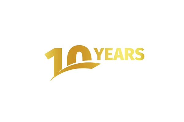 Isolado número de cor dourada 10 com ícone de anos de palavra no fundo branco, aniversário de aniversário cumprimentando ilustração de vetor de elemento de cartão . — Vetor de Stock