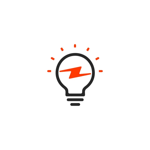 Ізольований логотип контуру лампочки абстрактного червоного кольору, логотип освітлення на білому тлі, векторна ілюстрація напруги — стоковий вектор