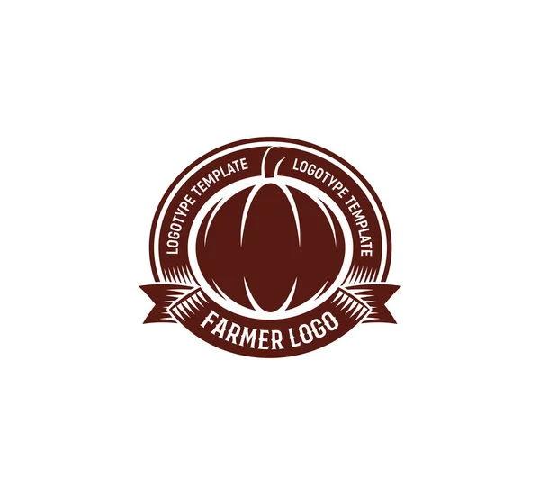 Logotipo de abóbora de forma redonda de cor marrom abstrata isolada no fundo branco, logotipo de agricultura, ilustração de vetor vegetal de outono — Vetor de Stock