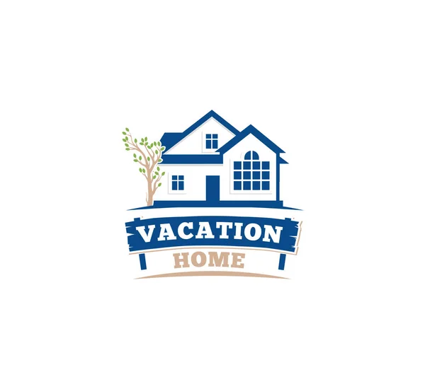 Isolierte blaue Farbe architektonische Haus Symbol für Immobilien-Geschäft Flugblatt Emblem auf weißem Hintergrund Vektor Illustration — Stockvektor