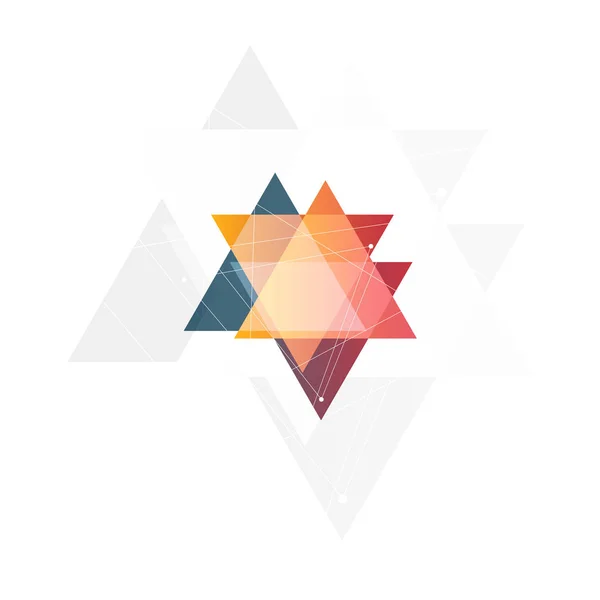 Isolé abstrait rose et orange couleur triangle logo sur fond noir, géométrique forme triangulaire logotype de superpositions transparentes illustration vectorielle — Image vectorielle