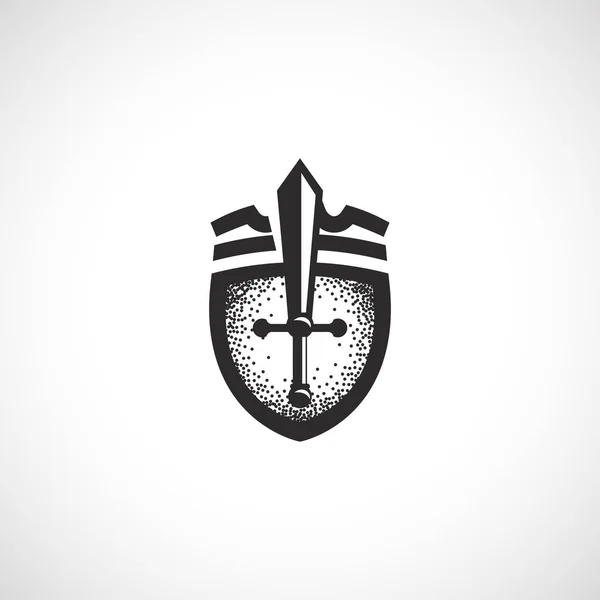 Logotipo do escudo medieval abstrato isolado, logotipo do brasão de armas na ilustração do vetor de fundo branco —  Vetores de Stock