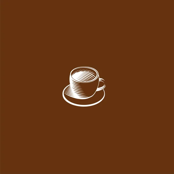 Coupe isolée de couleur marron dans un logo de style rétro, logotype pour café illustration vectorielle sur fond marron . — Image vectorielle