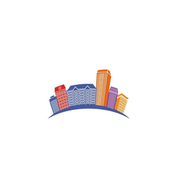 Na białym tle logo wieżowiec streszczenie kolorowe miasta, miejskich nieruchomości, architektura element logo na białym tle wektor ilustracja — Wektor stockowy