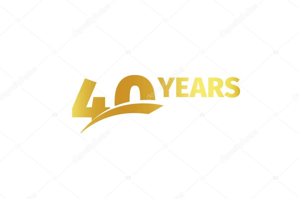 Isolated golden color number 40 with word years icon on white background, birthday anniversary greeting card element vector illustration.