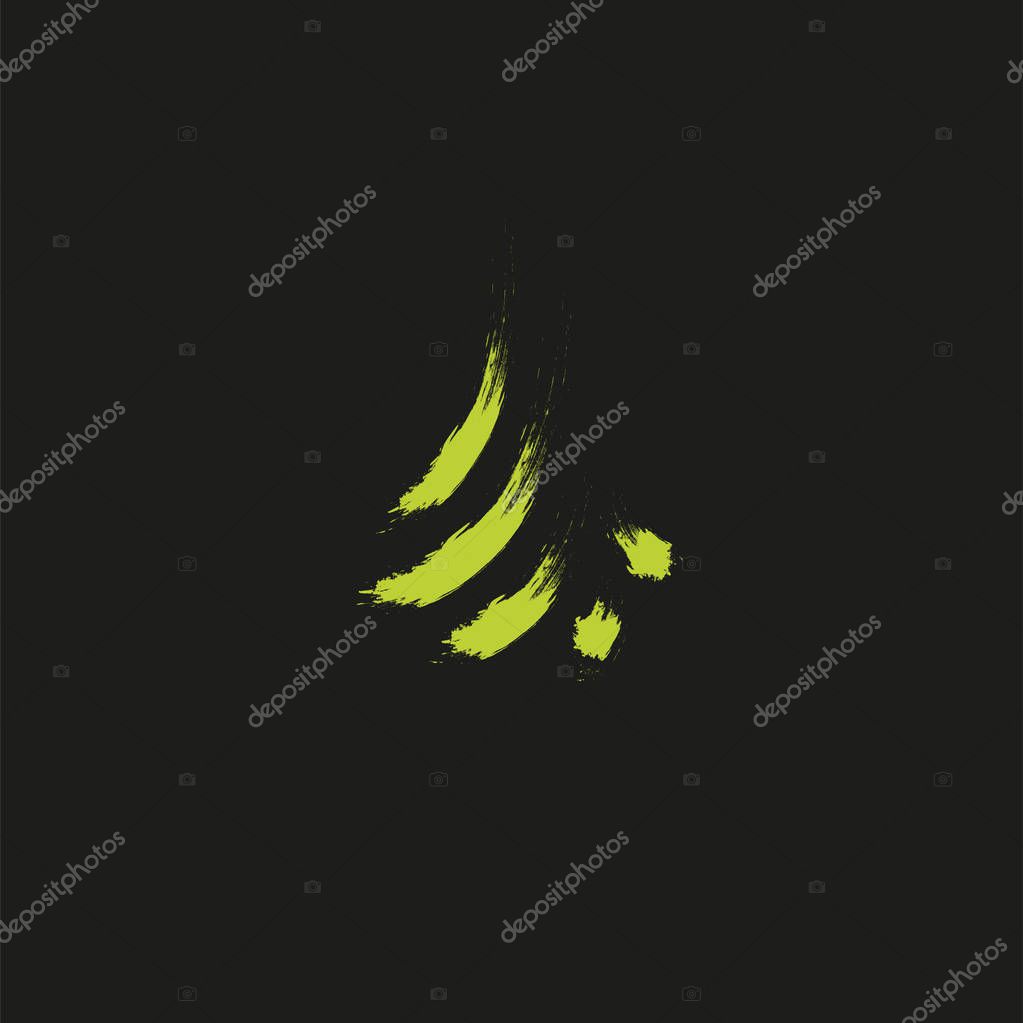Evergreen coniferous green color needles tree, cedar, pine brunches. Abstract vector logo element. Natural leaves on black background