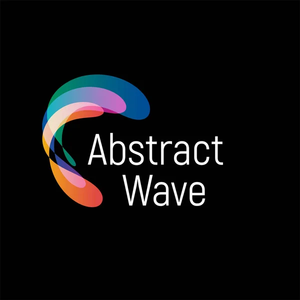 Wellenförmige abstrakte Vektor-Logo. glatte Steigungen und farbenfrohe kosmische und hochtechnologische ovale Formen. — Stockvektor