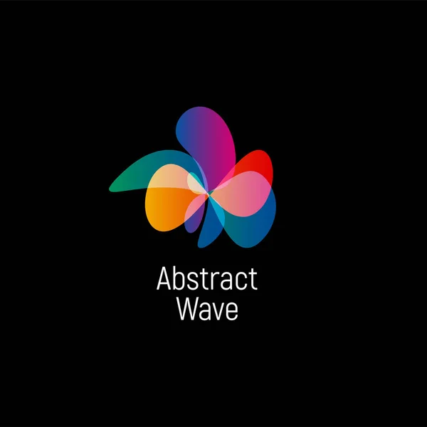 Wellenförmige abstrakte Vektor-Logo. glatte Steigungen und farbenfrohe kosmische und hochtechnologische ovale Formen. — Stockvektor