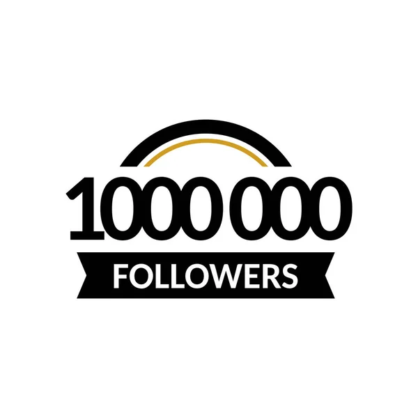 1000000 послідовників і друзів, 1М річниця вітання дизайну банерний шаблон. Чорно-золото Векторні ілюстрації . — стоковий вектор