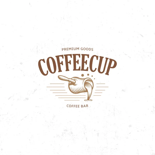 Vintage dark coffee emblem, flat retro illustration. Brown and beige colors sign. Stylized stamp of vector lettering drink. Breakfast cafe logo. — Stock Vector