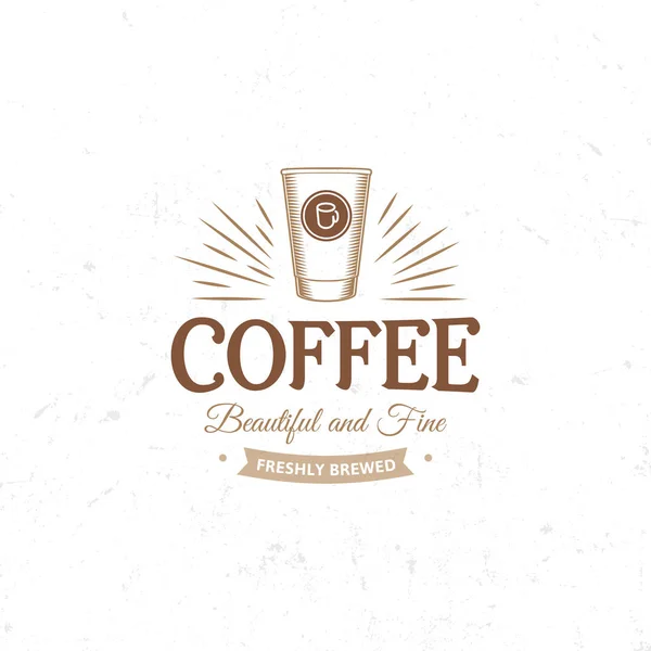 Vintage emblema de café escuro, ilustração retro plana. Cores marrom e bege sinal. Carimbo estilizado de bebida vetorial lettering. Pequeno-almoço café logotipo . —  Vetores de Stock