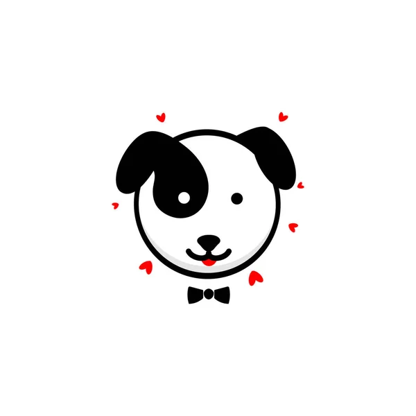 Gentile gentiluomo Cane confessa il suo amore vettoriale illustrazione, Baby Puppy logo, nuova arte di design, Pet segno di colore nero, immagine semplice, immagine con animali e cuori . — Vettoriale Stock