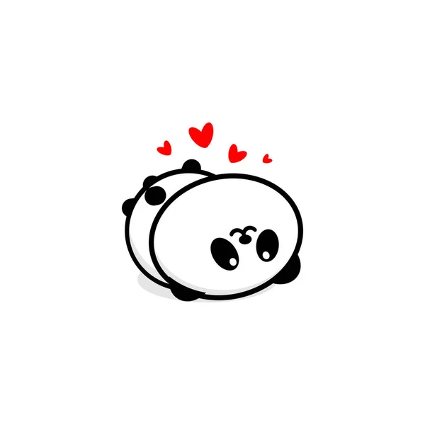 Mignon panda dans l'amour et le repos vectoriel illustration, bébé ours logo, nouvelle ligne de conception art, chinois ours en peluche signe de couleur noire, image simple, image avec animal joué — Image vectorielle