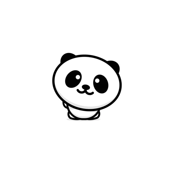 Cute Panda welcomes waving his hand vector illustration, Baby Bear logo, new design line art, Chinese Teddy-bear Black color sign, simple image, picture with animal — Stock Vector