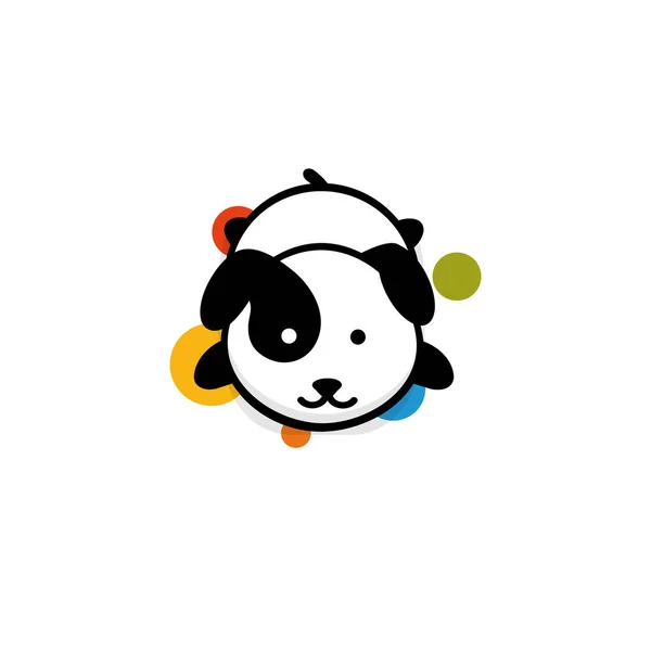 Cute Dog resto deitado vetor ilustração, bebê filhote de cachorro logotipo, nova arte de design, Pet Black sinal de cor, imagem simples, imagem com animais e círculos coloridos . — Vetor de Stock