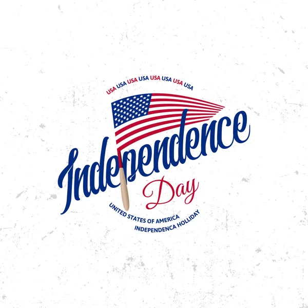 Соединенные Штаты Америки Вектор: Винтаж простой стиль. Знак национального праздника Дня независимости. Синий и красный цвета США ветреный флаг. Ретро-стиль . — стоковый вектор