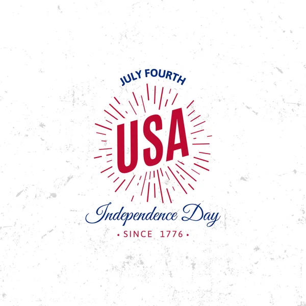 Stati Uniti d'America Logo vettoriale Stile semplice vintage. Giorno di indipendenza icona di festa nazionale. Colori blu e rosso USA bandiera ventosa. Lettere in stile retrò . — Vettoriale Stock