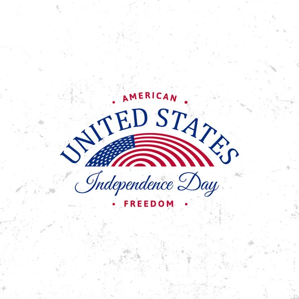 Stati Uniti d'America Logo vettoriale Stile semplice vintage. Giorno di indipendenza icona di festa nazionale. Colori blu e rosso USA bandiera ventosa. Lettere in stile retrò . — Vettoriale Stock