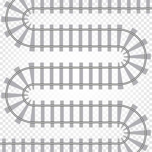 Ilustração do vector da via férrea ferroviária. Comboios isolados. Estrada sinuosa . —  Vetores de Stock