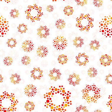 Turuncu renk soyut sorunsuz daireler desen sıradışı tasarım. Vektör yinelenebilir yuvarlak şekiller arka plan izole. Evren fütüristik metaball noktalar duvar kağıdı.