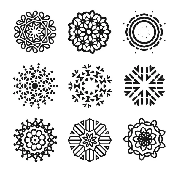 Linear flowers logo set. Monochrome simple line art logotype collection. Florist decorative design element. Vector illustration — Stock Vector
