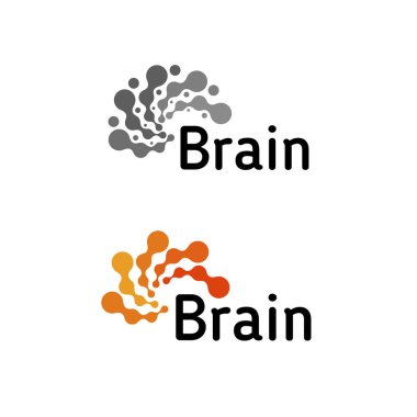 Beyin Logo siluet tasarım vektör şablonu. Fikir kavramı düşünüyorum. Güç düşünce beyin logo simge gri logo.