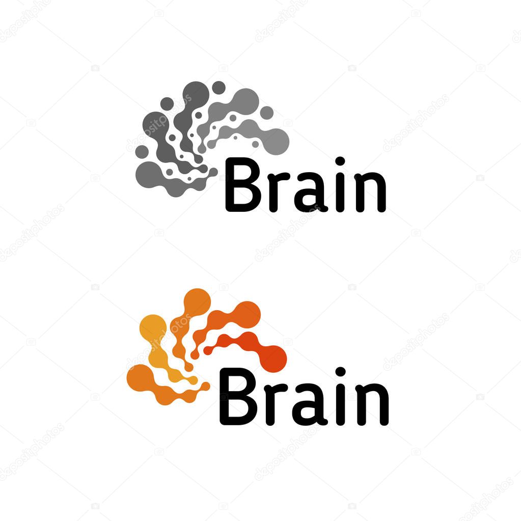 Brain Logo silhouette design vector template. Think idea concept.Brainstorm power thinking brain Logotype icon Logo
