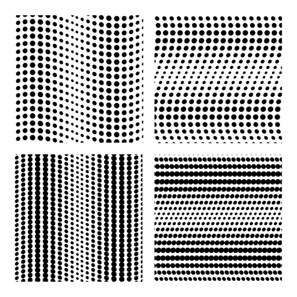 Bakgrund av prickar vector insamling. Dot sömlös prickiga mönster uppsättning. Svarta punkter comics bakgrund mallar. Vågliknande mönster. Abstrakt svart bigdata textur. — Stock vektor