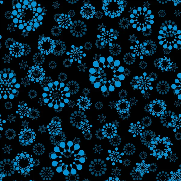 Patrón de diseño de círculos sin costura de nieve invierno abstracto inusual. Vector aislado formas redondas repetibles fondo. Universo futurista metaball puntos fondo de pantalla . — Vector de stock