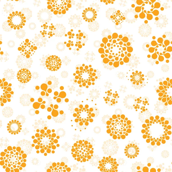 Abstract sunny seamless circles design pattern unusual. Vector isolated repeatable round shapes background. Universe futuristic metaball dots wallpaper. — Stock Vector