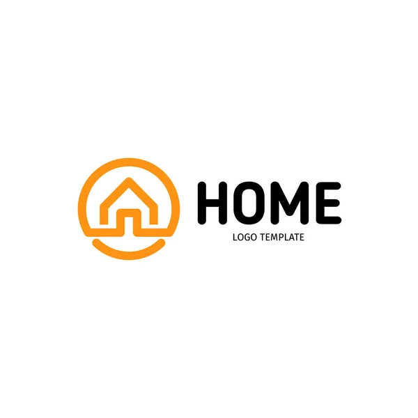 Home linearer Vektor Logo. smart house line art orange und schwarz logo. Umriss einer Immobilien-Ikone. — Stockvektor