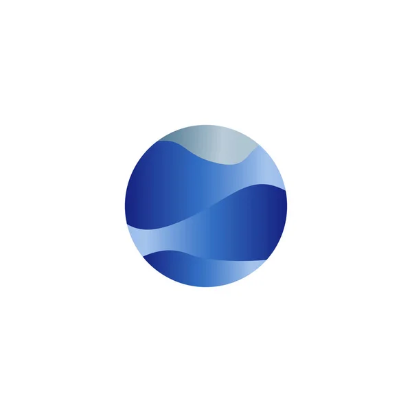 Abstrakte isolierte runde Form Flüssigkeit, blaue Farbe Meer, Welle und Himmel, Wolke Logo. Wasserstilisierter Vektor-Schriftzug. — Stockvektor
