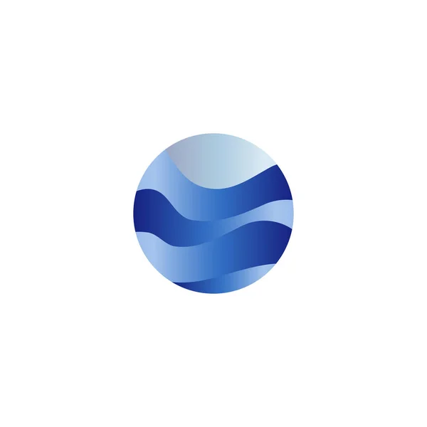 Forma redonda aislada abstracta líquida, océano de color azul, ola y cielo, logotipo de la nube. Logotipo de vector estilizado por agua . — Vector de stock