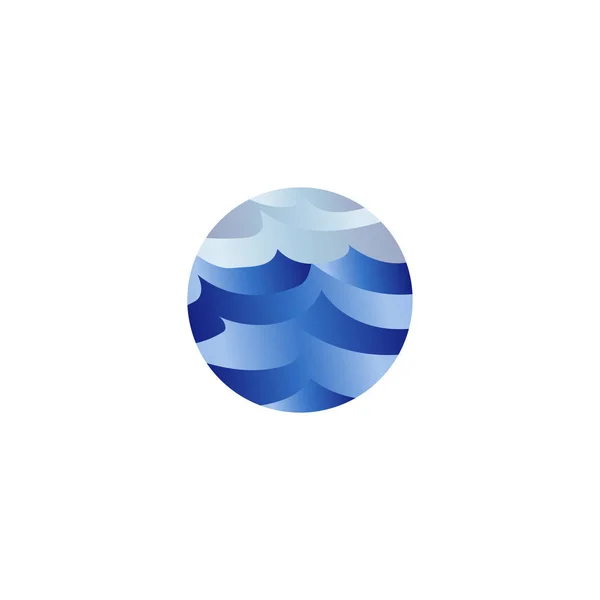 Abstrakte isolierte runde Form Flüssigkeit, blaue Farbe Meer, Welle und Himmel, Wolke Logo. Wasserstilisierter Vektor-Schriftzug. — Stockvektor