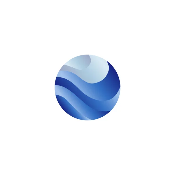 Forma redonda aislada abstracta líquida, océano de color azul, ola y cielo, logotipo de la nube. Logotipo de vector estilizado por agua . — Vector de stock