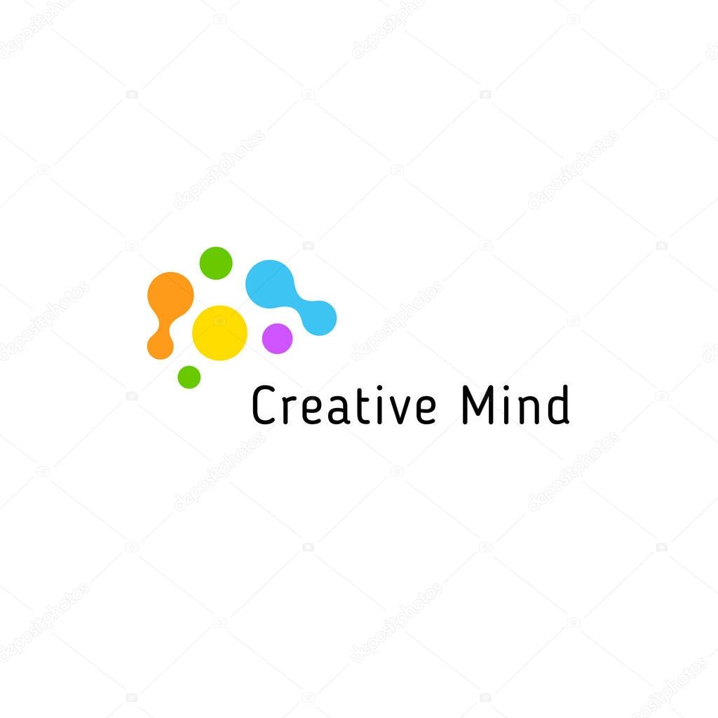 Brain storming business vector isolated logo template. Colorful creative mind logotype connected points. Dots simple logotype.