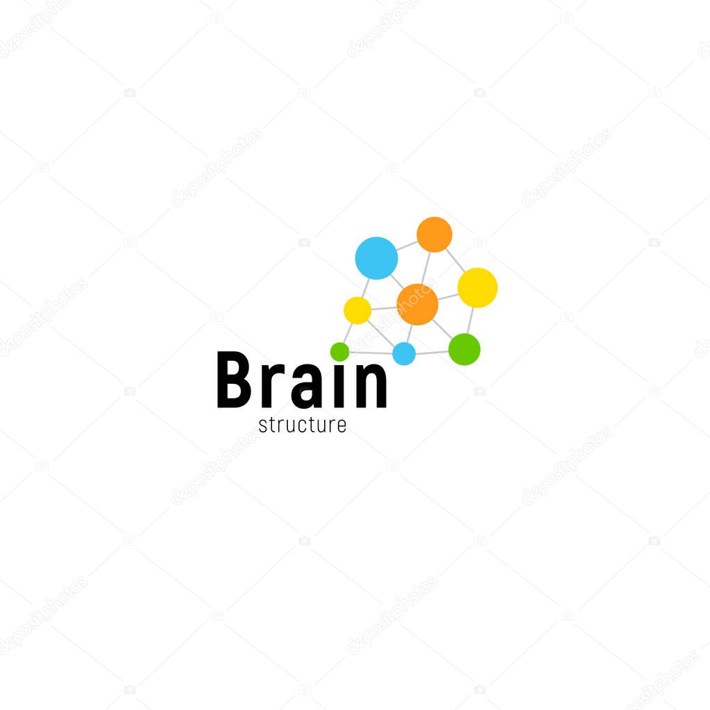 Brain storming business vector isolated logo template. Colorful creative mind logotype connected points. Dots simple logotype