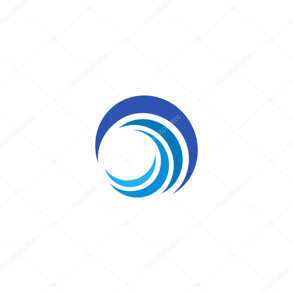 Blue wave logo. Isolated abstract decorative logotype, design element template on white background