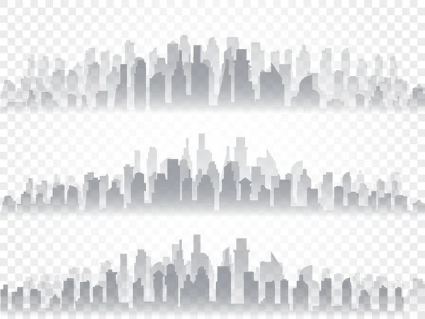 Векторный изолированный силуэт большого города, небоскребов, бизнес-центров. Сумерки, голубой закат, панорама города на горизонте, векторная иллюстрация городского дизайна . — стоковый вектор