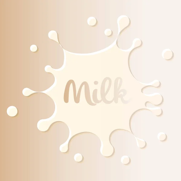 Latte macchia logo, macchia bianca su sfondo color latte. Modello di elemento di design del prodotto lattiero-caseario, illustrazione vettoriale . — Vettoriale Stock